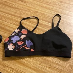 Adidas floral black sports bra size M